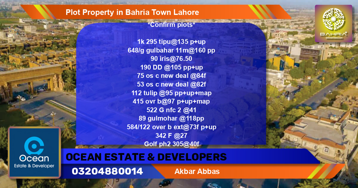Residential Plot for Sale in Bahria Town, Lahore - (BP-36995)