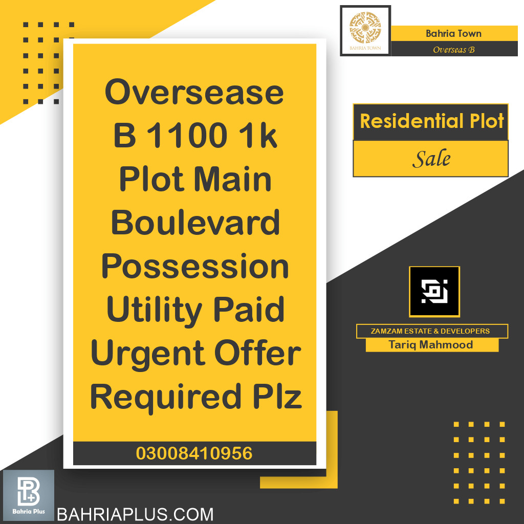 20 Marla Residential Plot for Sale in Overseas B -  Bahria Town, Lahore - (BP-369965)