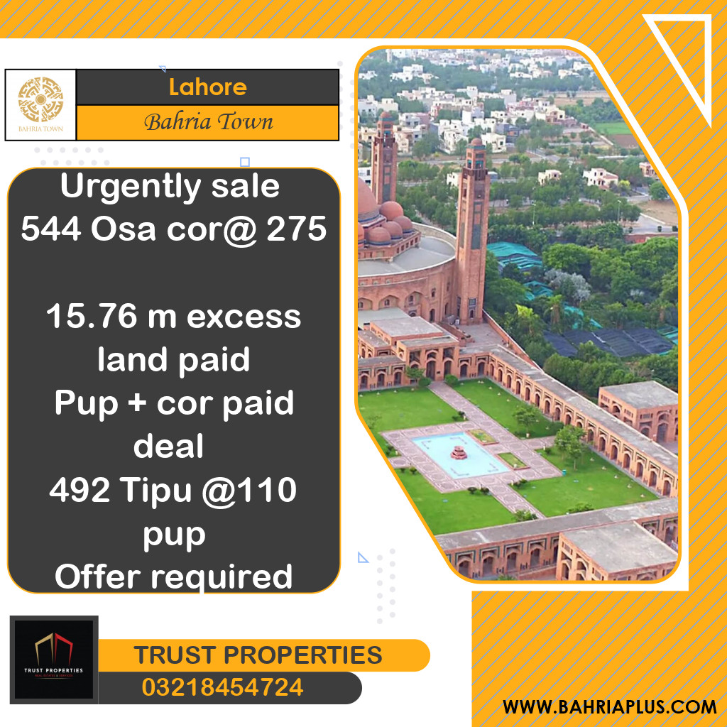 Residential Plot for Sale in Bahria Town, Lahore - (BP-369988)