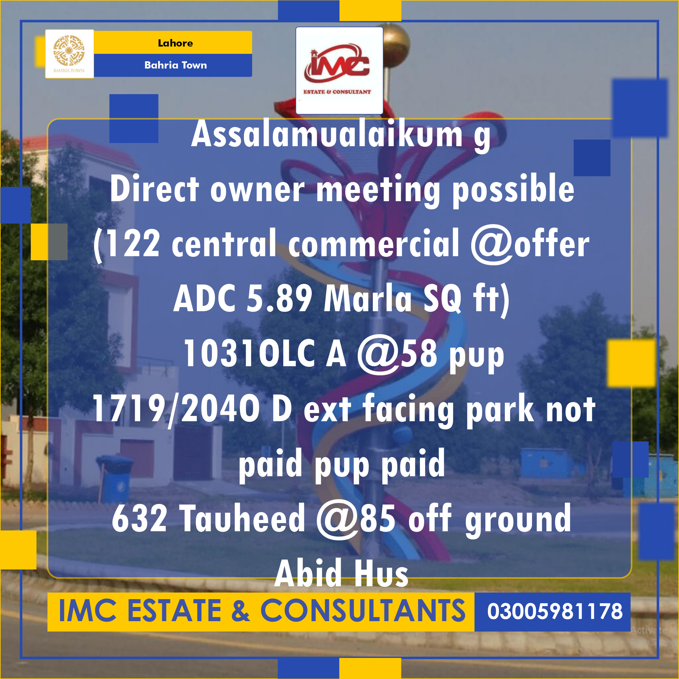 Residential Plot for Sale in Bahria Town, Lahore - (BP-370121)