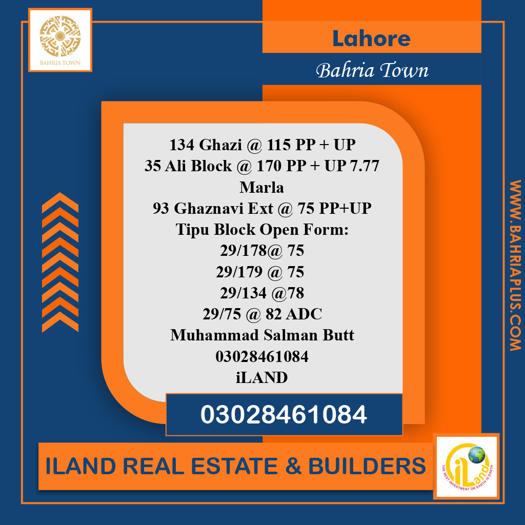Residential Plot for Sale in Bahria Town, Lahore - (BP-370154)