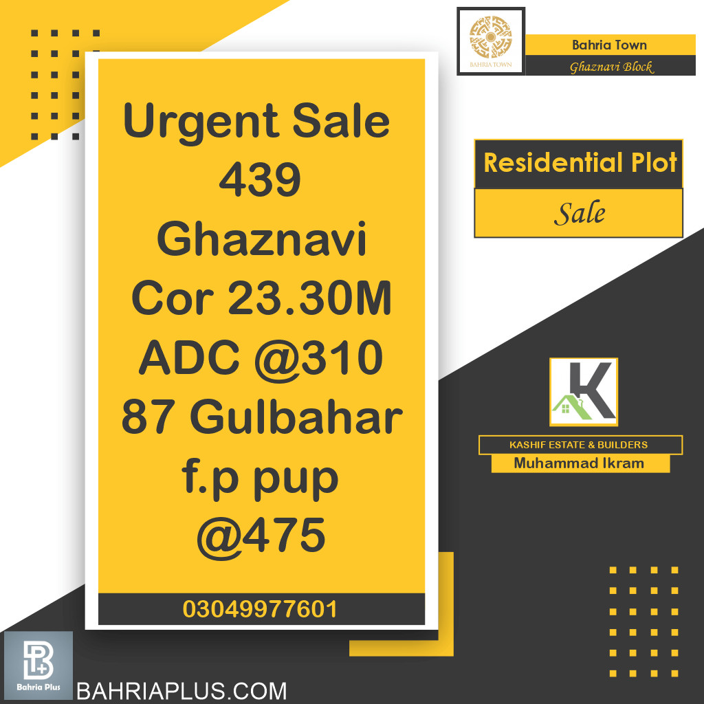 23 Marla Residential Plot for Sale in Sector F - Ghaznavi Block -  Bahria Town, Lahore - (BP-370191)