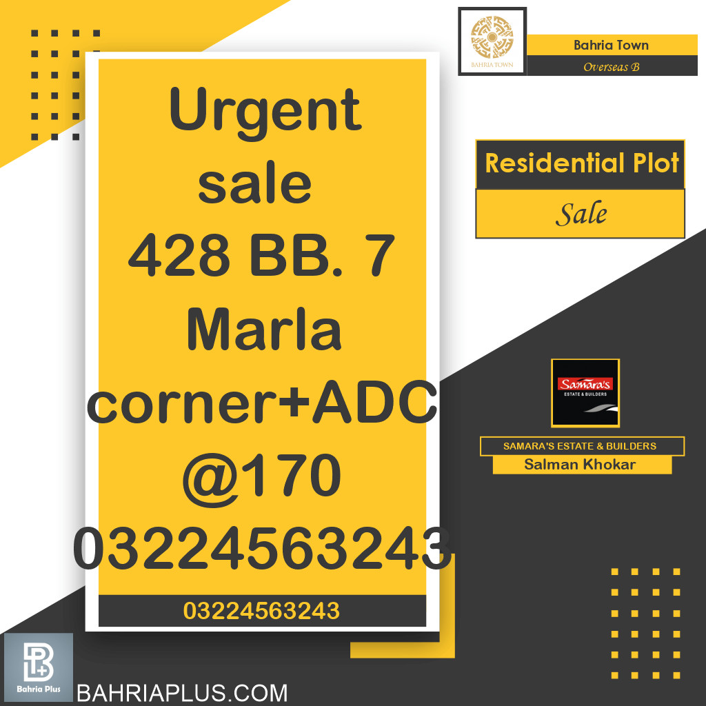 10 Marla Residential Plot for Sale in Overseas B -  Bahria Town, Lahore - (BP-370228)