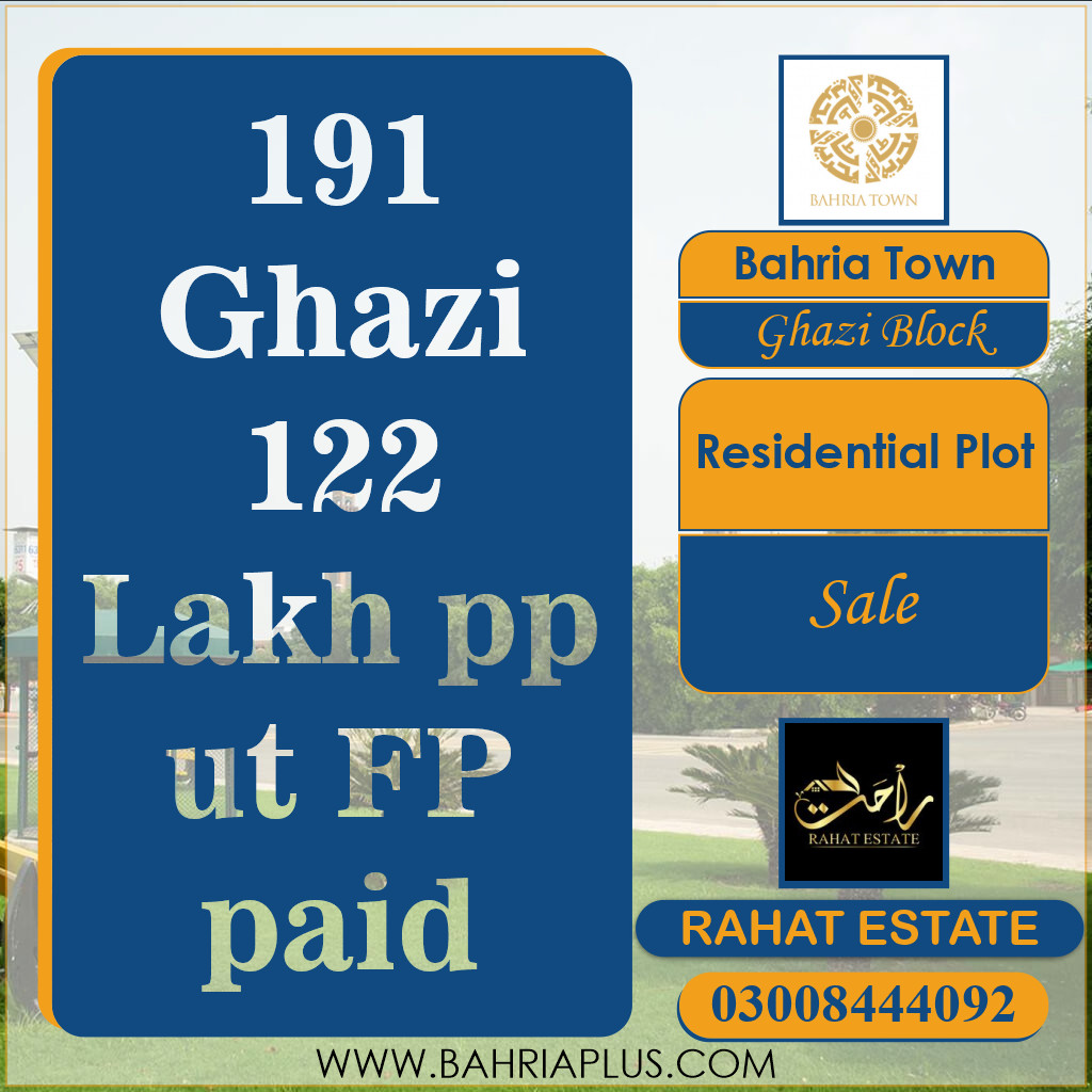 10 Marla Residential Plot for Sale in Sector F - Ghazi Block -  Bahria Town, Lahore - (BP-370234)