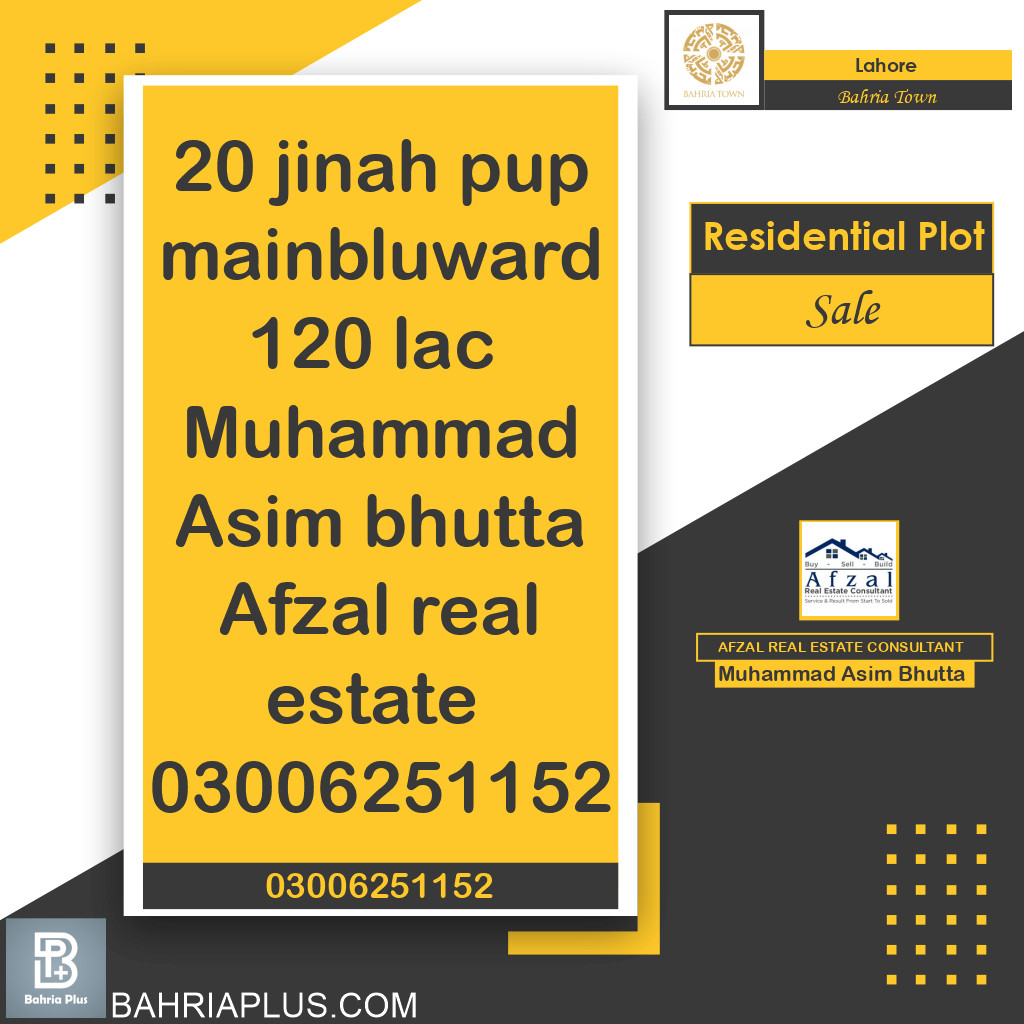 10 Marla Residential Plot for Sale in Bahria Town, Lahore - (BP-370321)