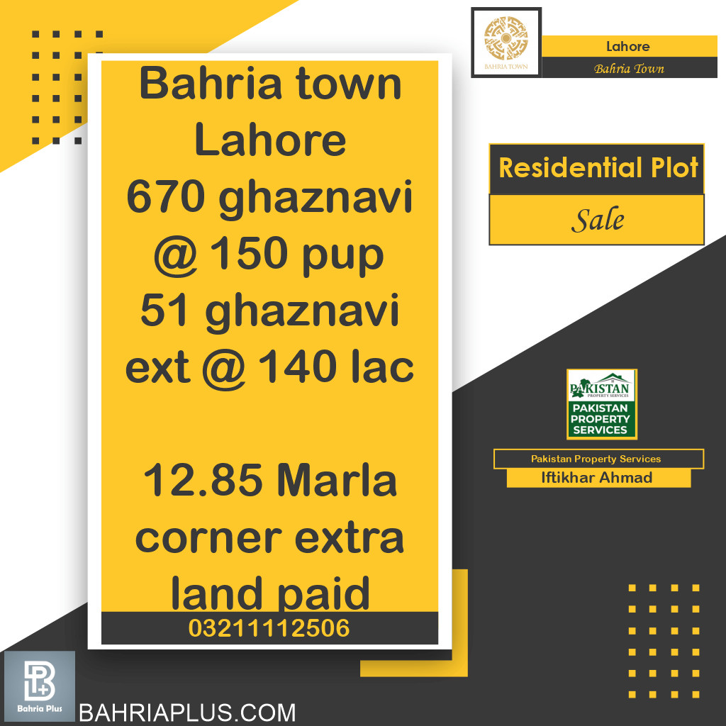 Residential Plot for Sale in Bahria Town, Lahore - (BP-370360)