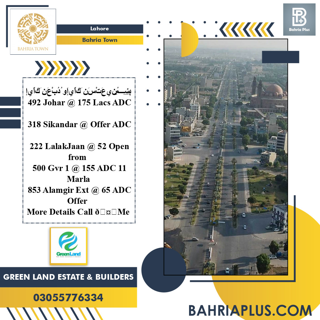 Residential Plot for Sale in Bahria Town, Lahore - (BP-370368)