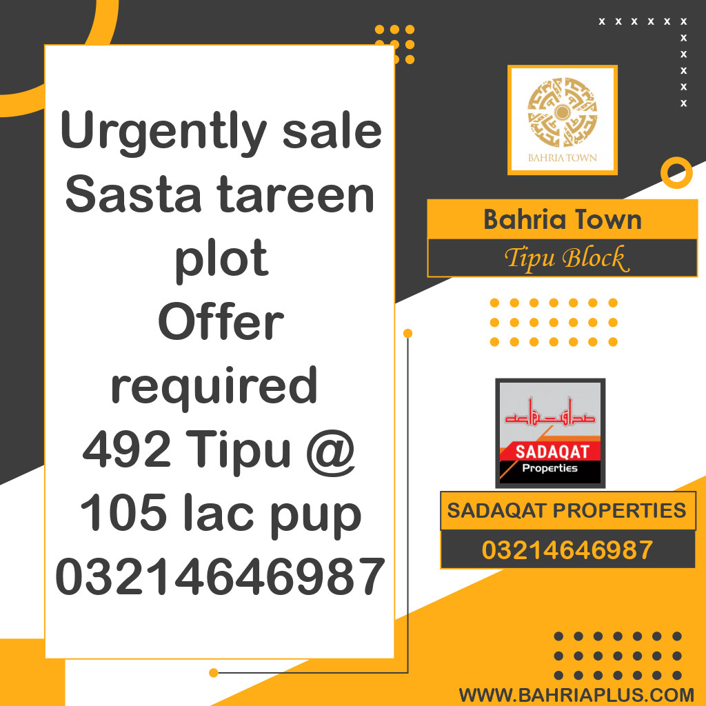 10 Marla Residential Plot for Sale in Sector F - Tipu Sultan Block -  Bahria Town, Lahore - (BP-370407)