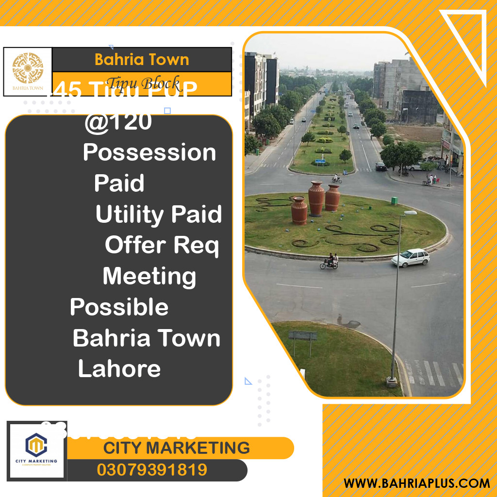10 Marla Residential Plot for Sale in Sector F - Tipu Sultan Block -  Bahria Town, Lahore - (BP-370419)