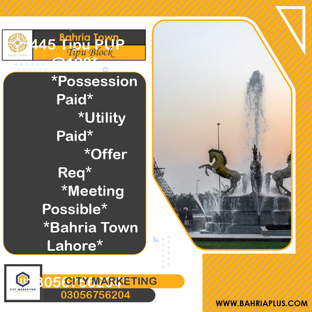 Residential Plot for Sale in Sector F - Tipu Sultan Block -  Bahria Town, Lahore - (BP-370437)