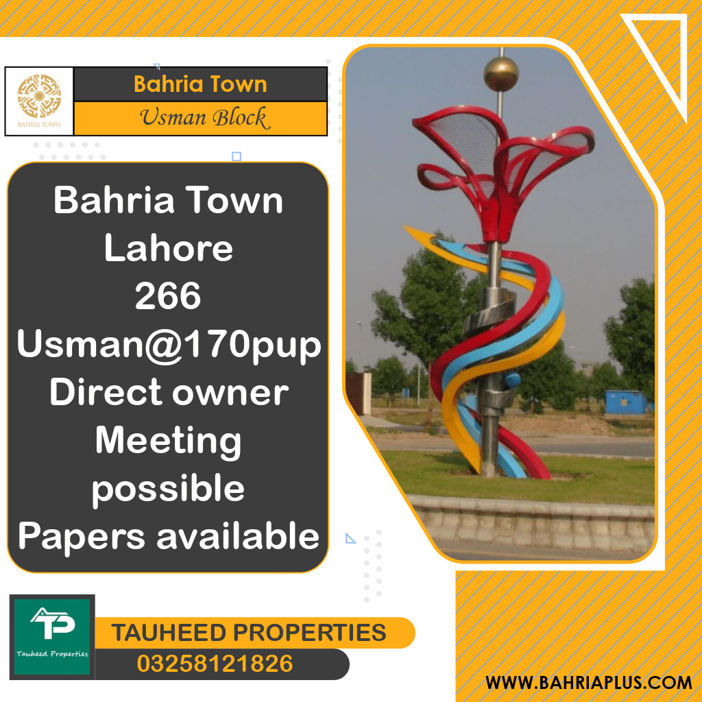 8 Marla Residential Plot for Sale in Sector B - Usman Block -  Bahria Town, Lahore - (BP-370540)