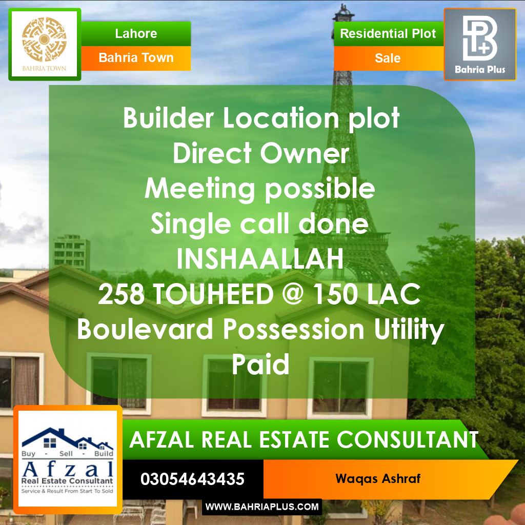 Residential Plot for Sale in Bahria Town, Lahore - (BP-370595)