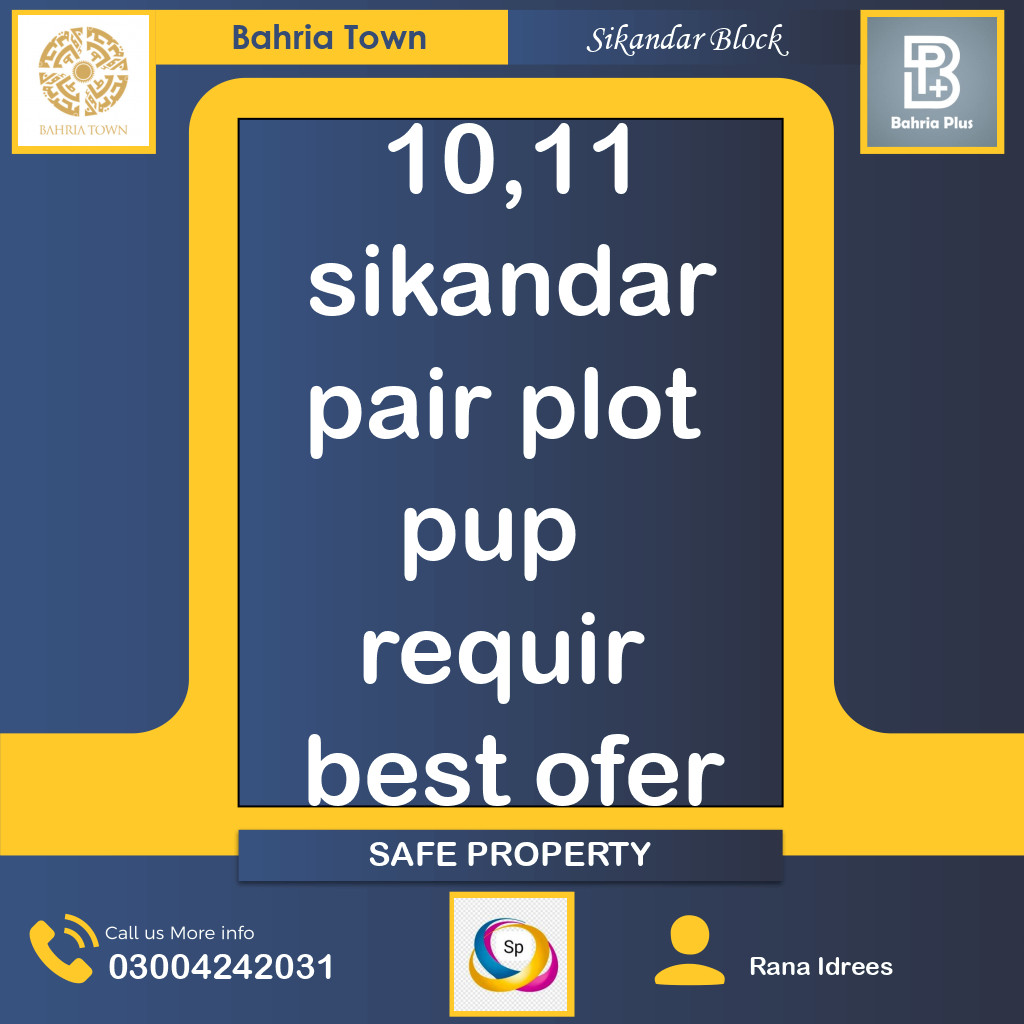 10 Marla Residential Plot for Sale in Sector F - Sikander Block -  Bahria Town, Lahore - (BP-370643)