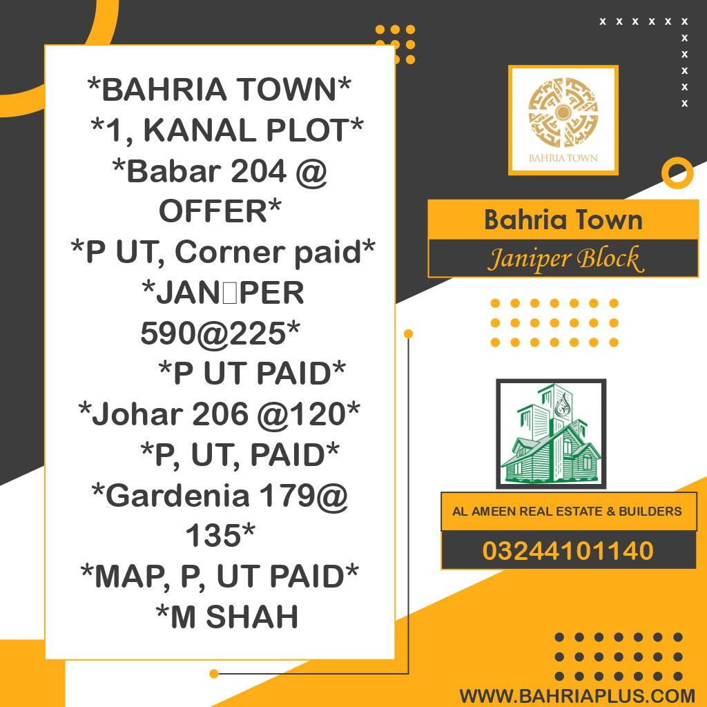 10 Marla Residential Plot for Sale in Sector C - Janiper Block -  Bahria Town, Lahore - (BP-370644)