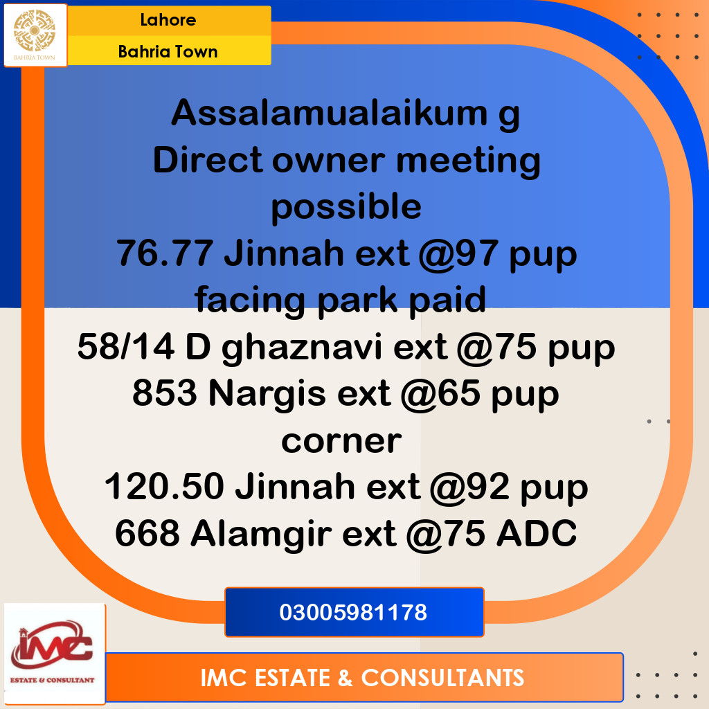 Residential Plot for Sale in Bahria Town, Lahore - (BP-370793)