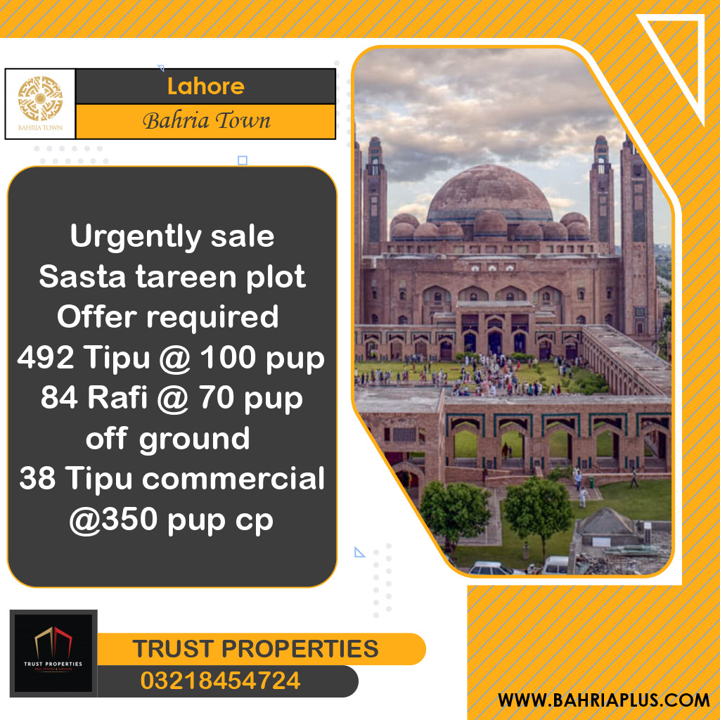 Residential Plot for Sale in Bahria Town, Lahore - (BP-370853)