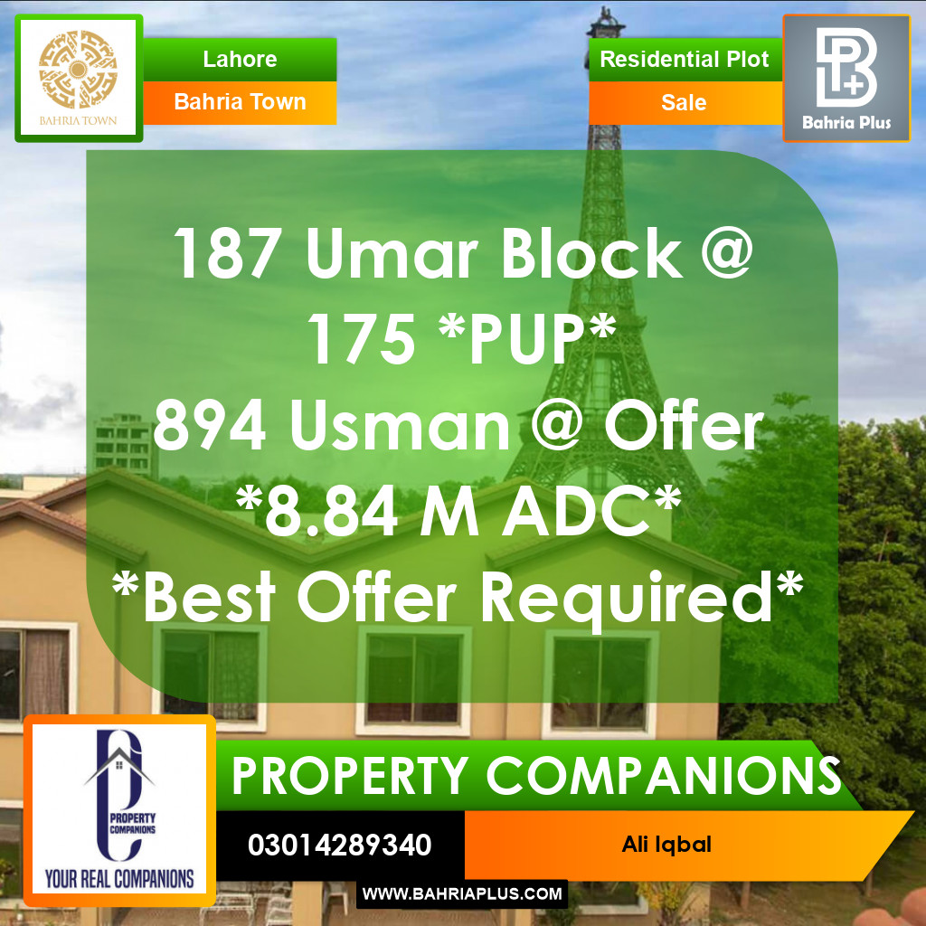 Residential Plot for Sale in Bahria Town, Lahore - (BP-370971)