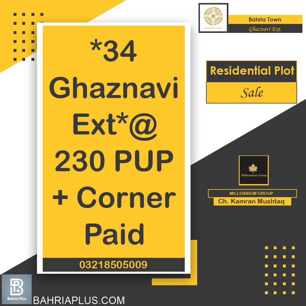 19 Marla Residential Plot for Sale in Sector F - Ghaznavi Ext. Block -  Bahria Town, Lahore - (BP-371010)