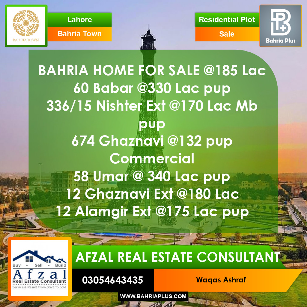 Residential Plot for Sale in Bahria Town, Lahore - (BP-371015)