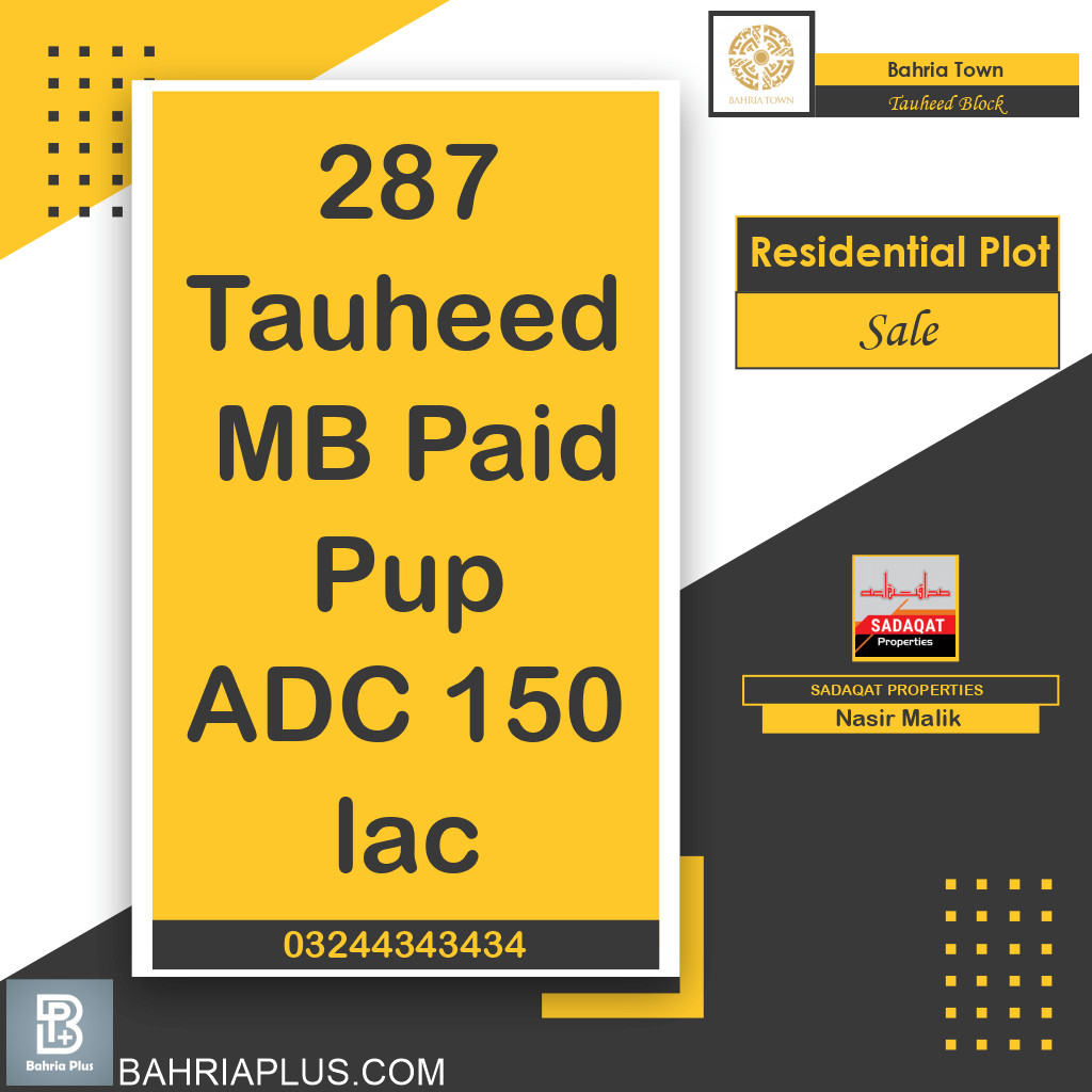 10 Marla Residential Plot for Sale in Sector F - Tauheed Block -  Bahria Town, Lahore - (BP-371025)