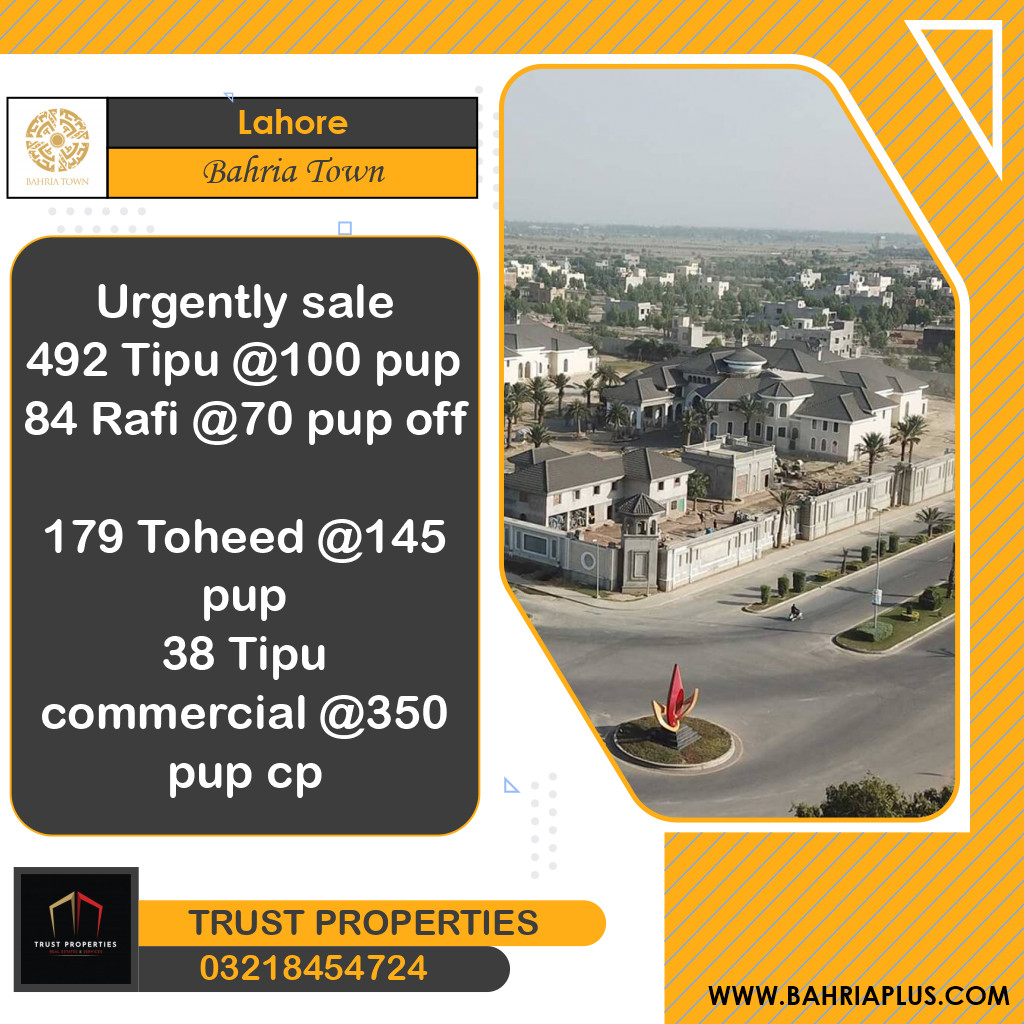 Residential Plot for Sale in Bahria Town, Lahore - (BP-371043)