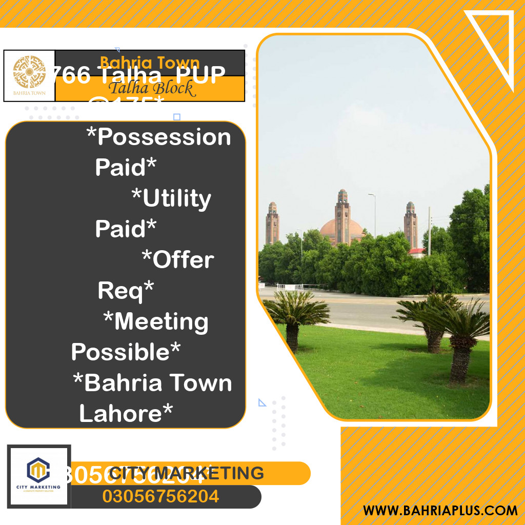 Residential Plot for Sale in Sector F - Talha Block -  Bahria Town, Lahore - (BP-371061)