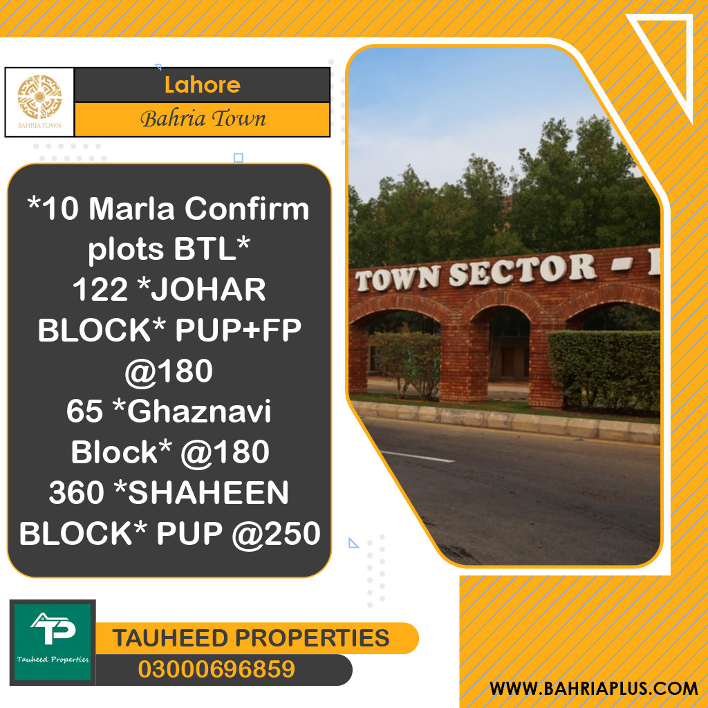 Residential Plot for Sale in Bahria Town, Lahore - (BP-371136)