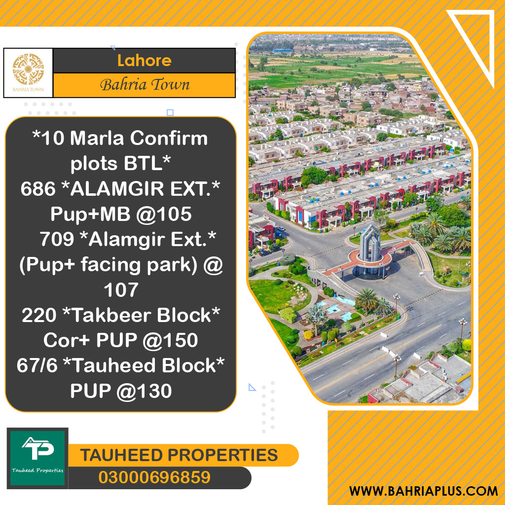 Residential Plot for Sale in Bahria Town, Lahore - (BP-371137)