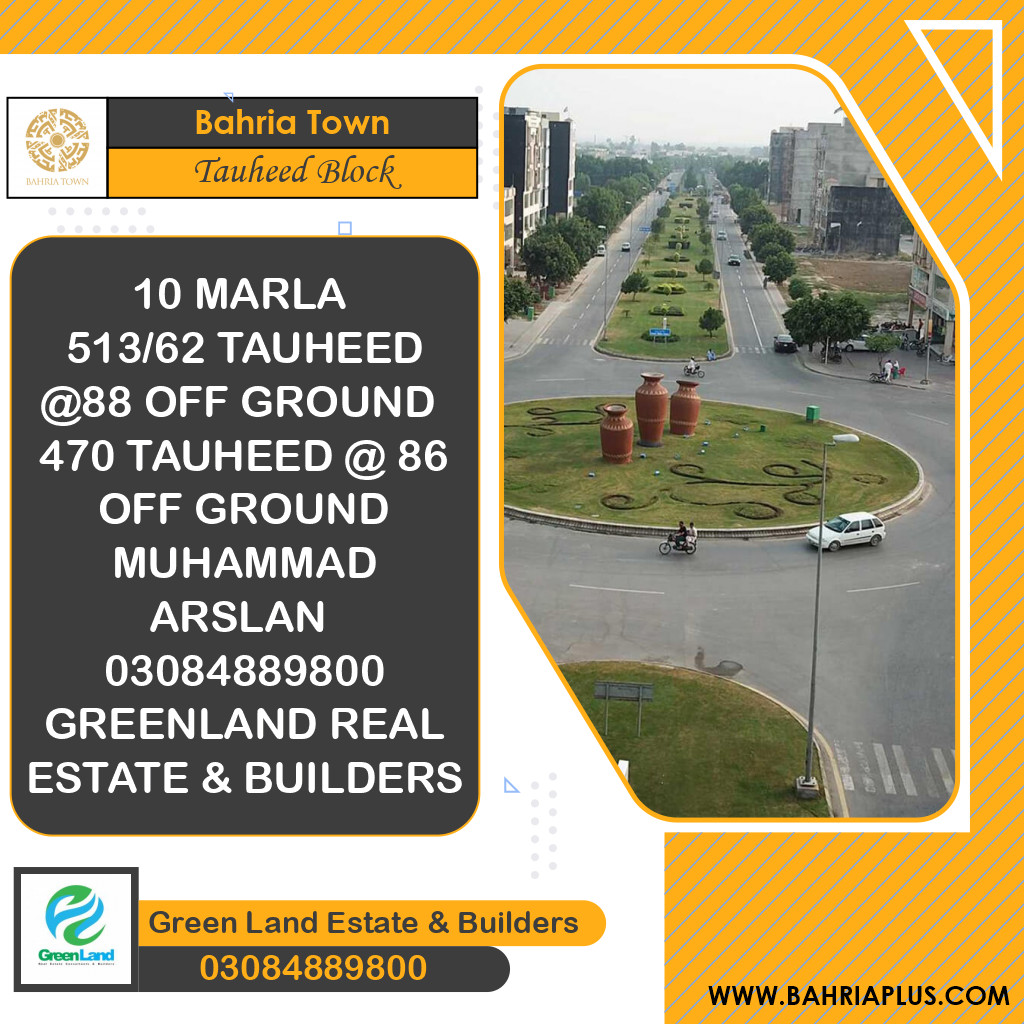 10 Marla Residential Plot for Sale in Sector F - Tauheed Block -  Bahria Town, Lahore - (BP-371156)