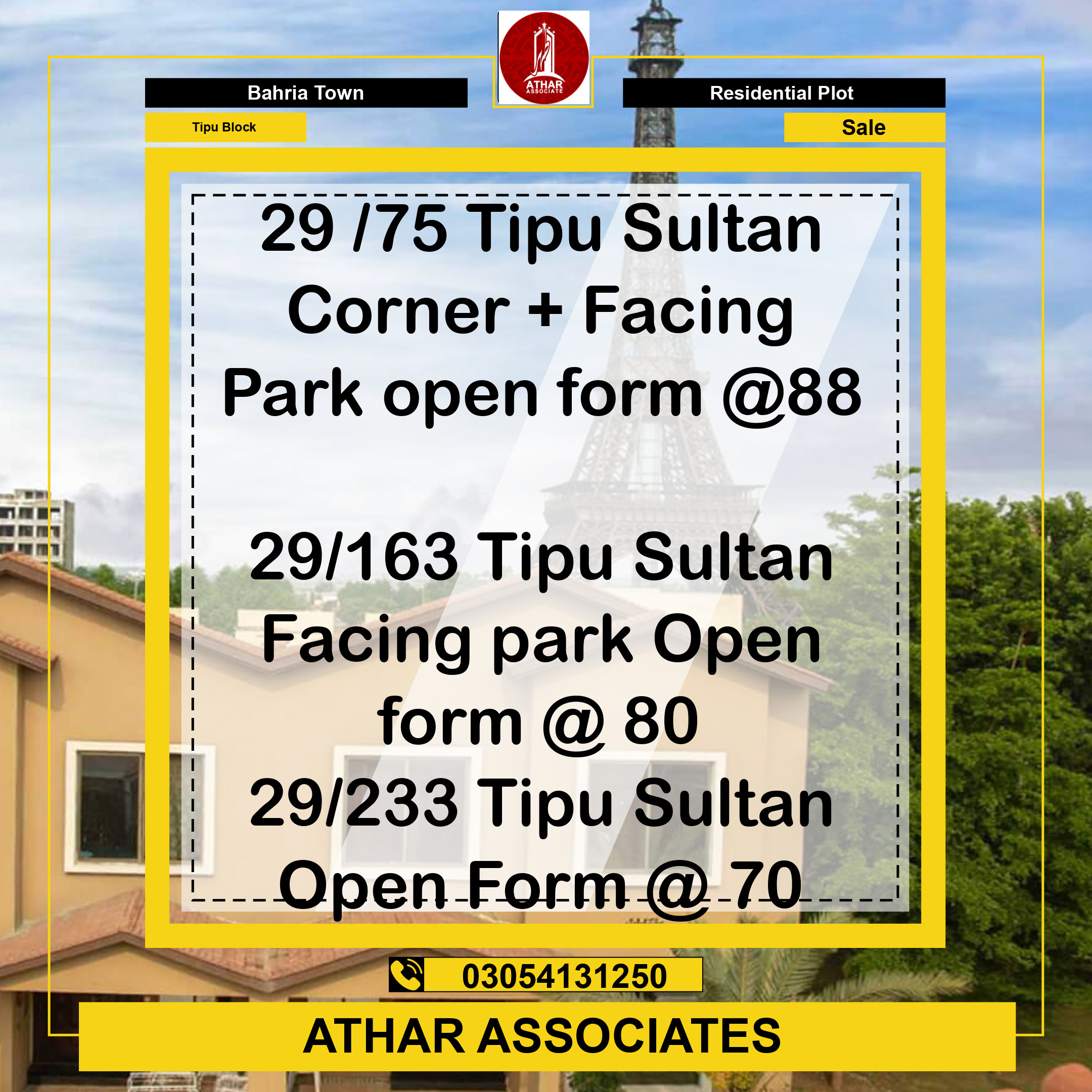 5 Marla Residential Plot for Sale in Sector F - Tipu Sultan Block -  Bahria Town, Lahore - (BP-371183)