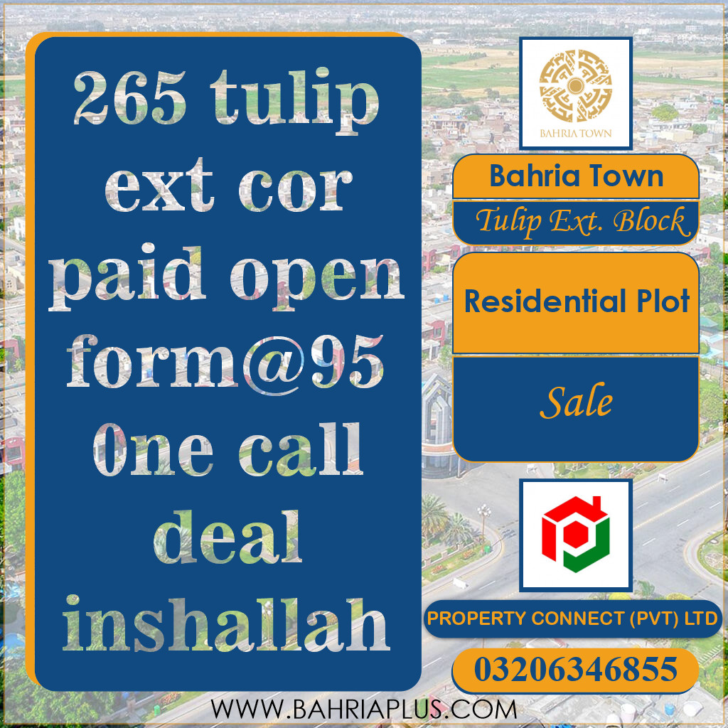 5 Marla Residential Plot for Sale in Sector C - Tulip Ext. Block -  Bahria Town, Lahore - (BP-371289)