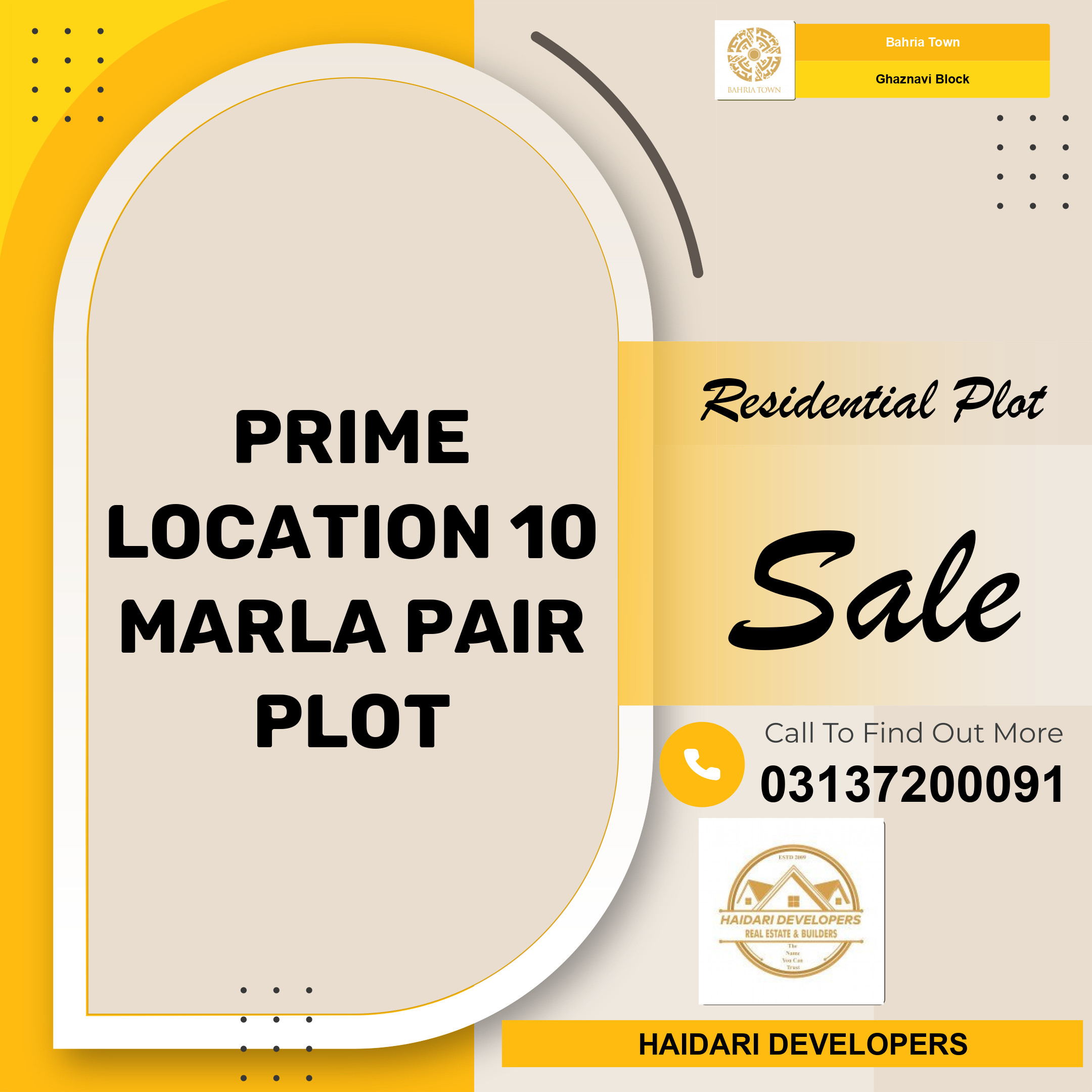 10 Marla Residential Plot for Sale in Sector F - Ghaznavi Block -  Bahria Town, Lahore - (BP-371316)
