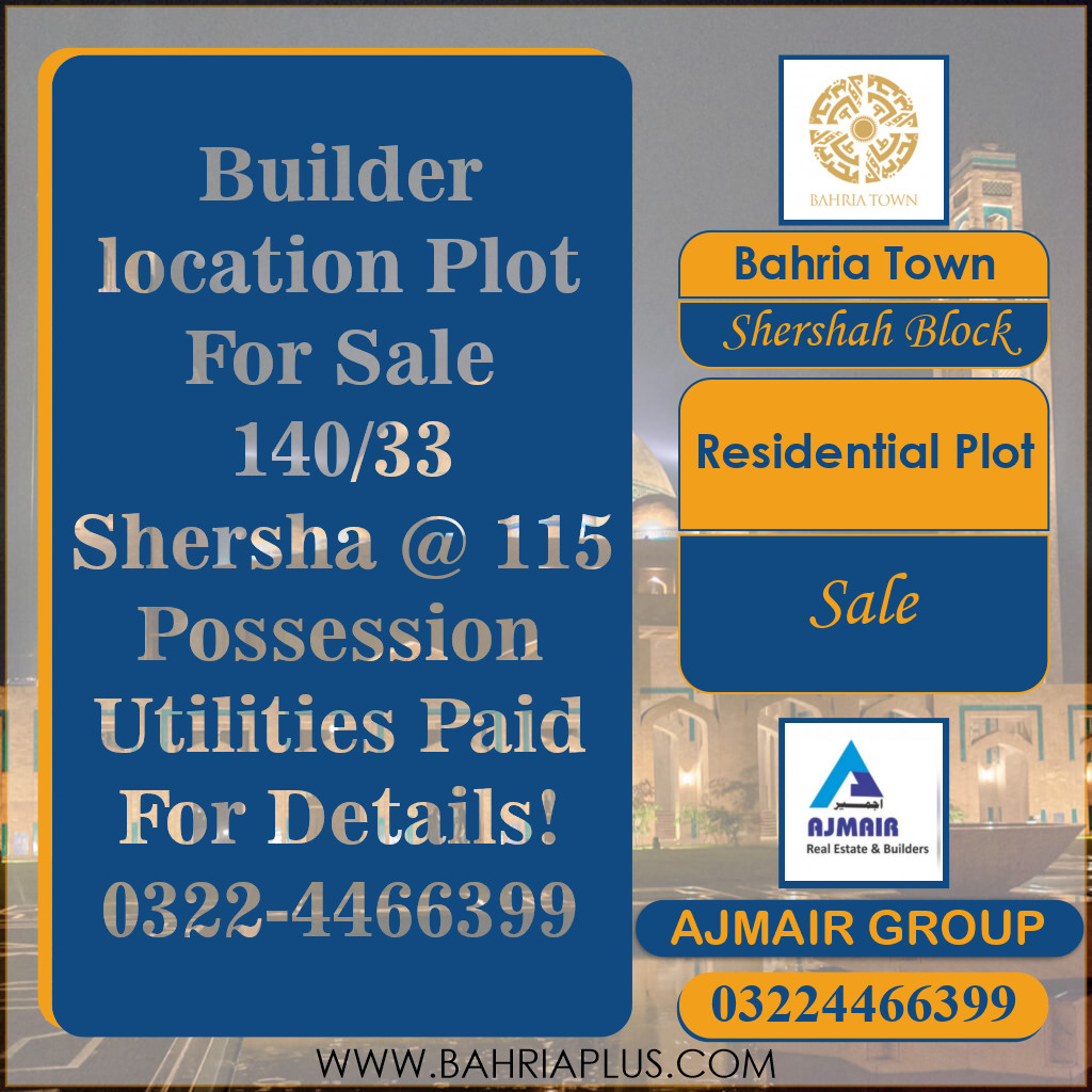 5 Marla Residential Plot for Sale in Sector F - Shershah Block -  Bahria Town, Lahore - (BP-371531)