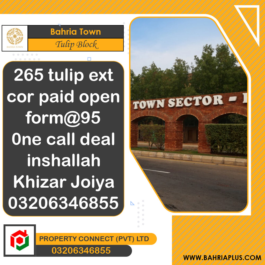 5 Marla Residential Plot for Sale in Sector C - Tulip Block -  Bahria Town, Lahore - (BP-371562)