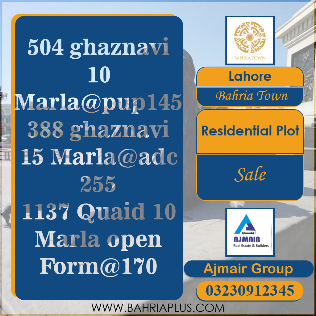 Residential Plot for Sale in Bahria Town, Lahore - (BP-371691)