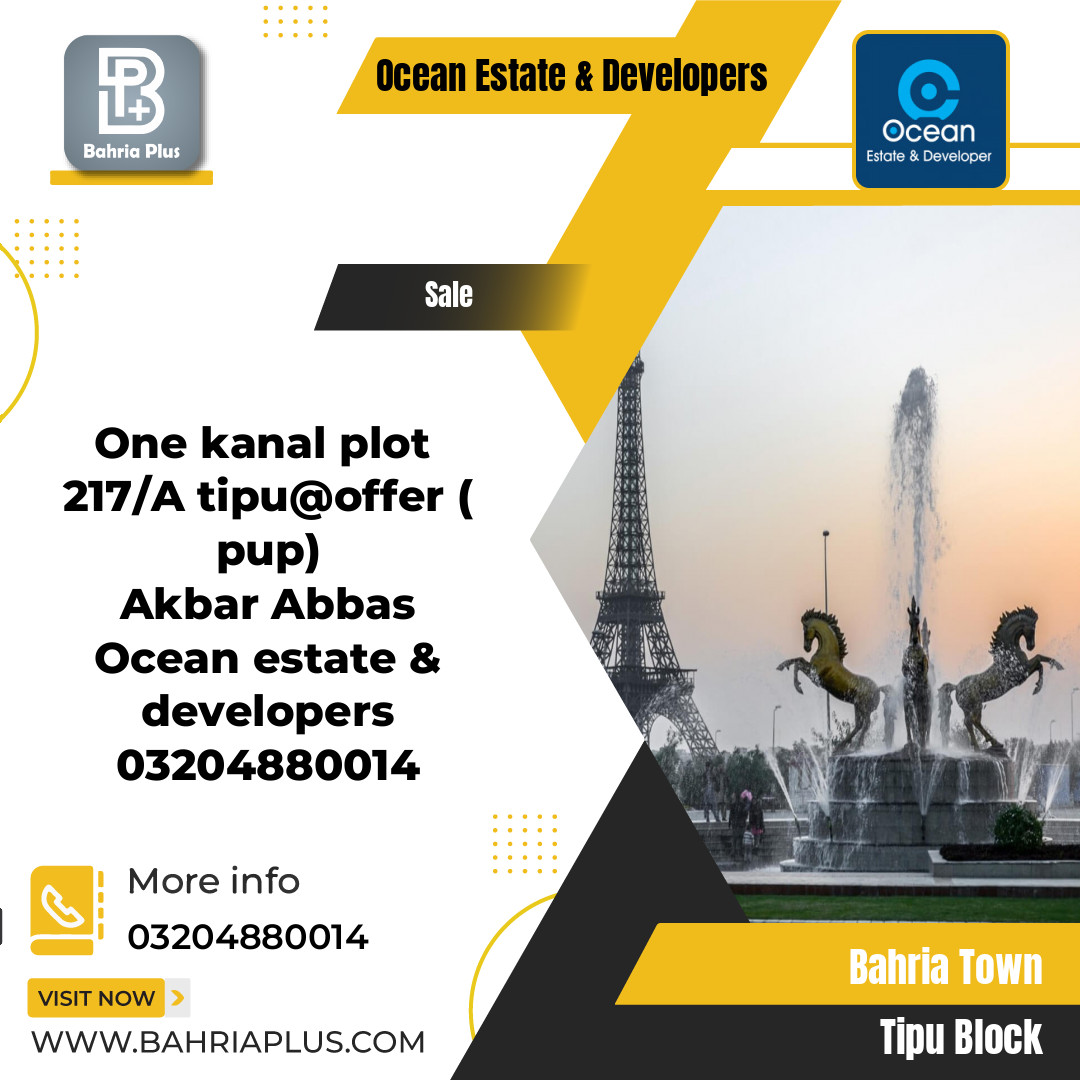 1 Kanal Residential Plot for Sale in Sector F - Tipu Sultan Block -  Bahria Town, Lahore - (BP-371706)