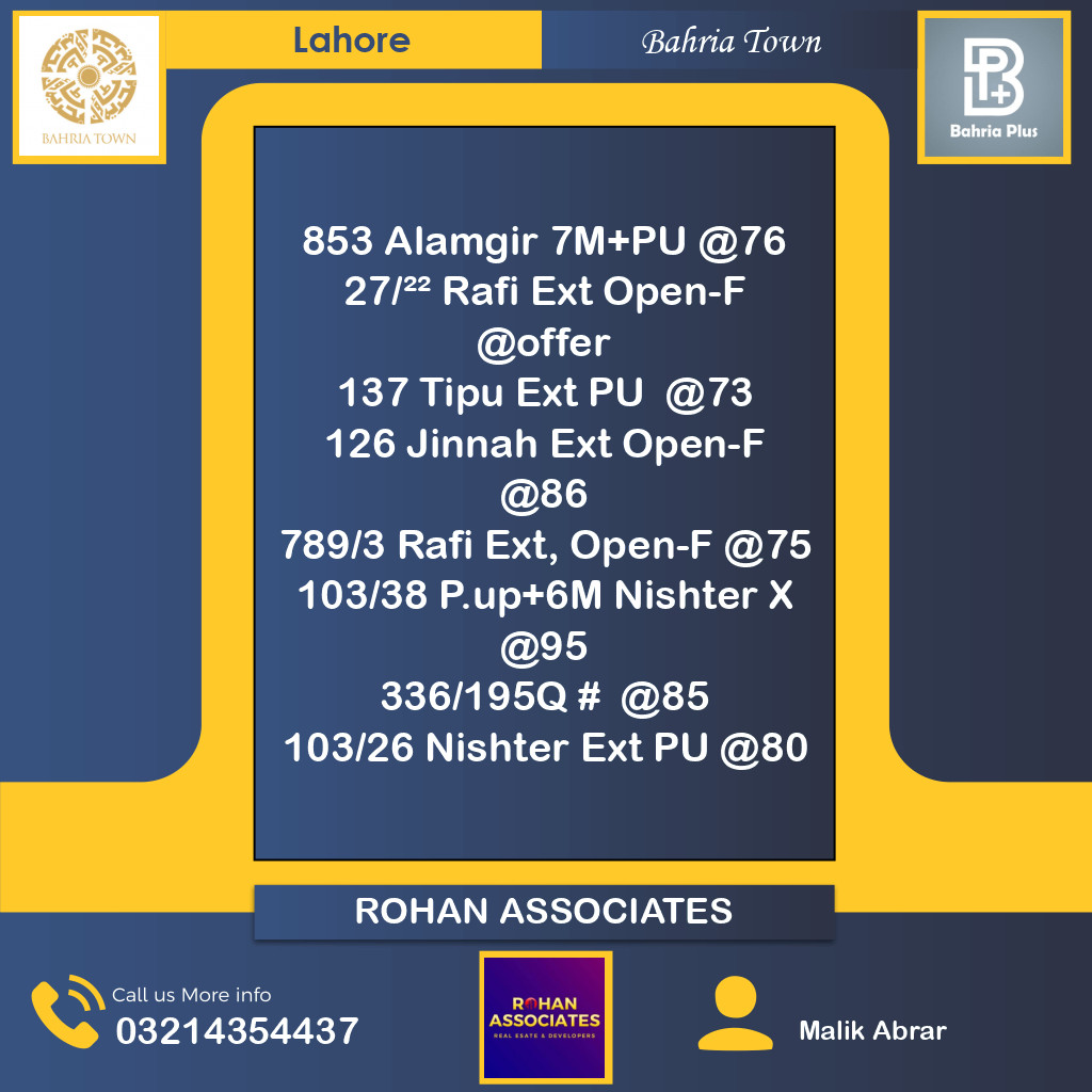 Residential Plot for Sale in Bahria Town, Lahore - (BP-371731)