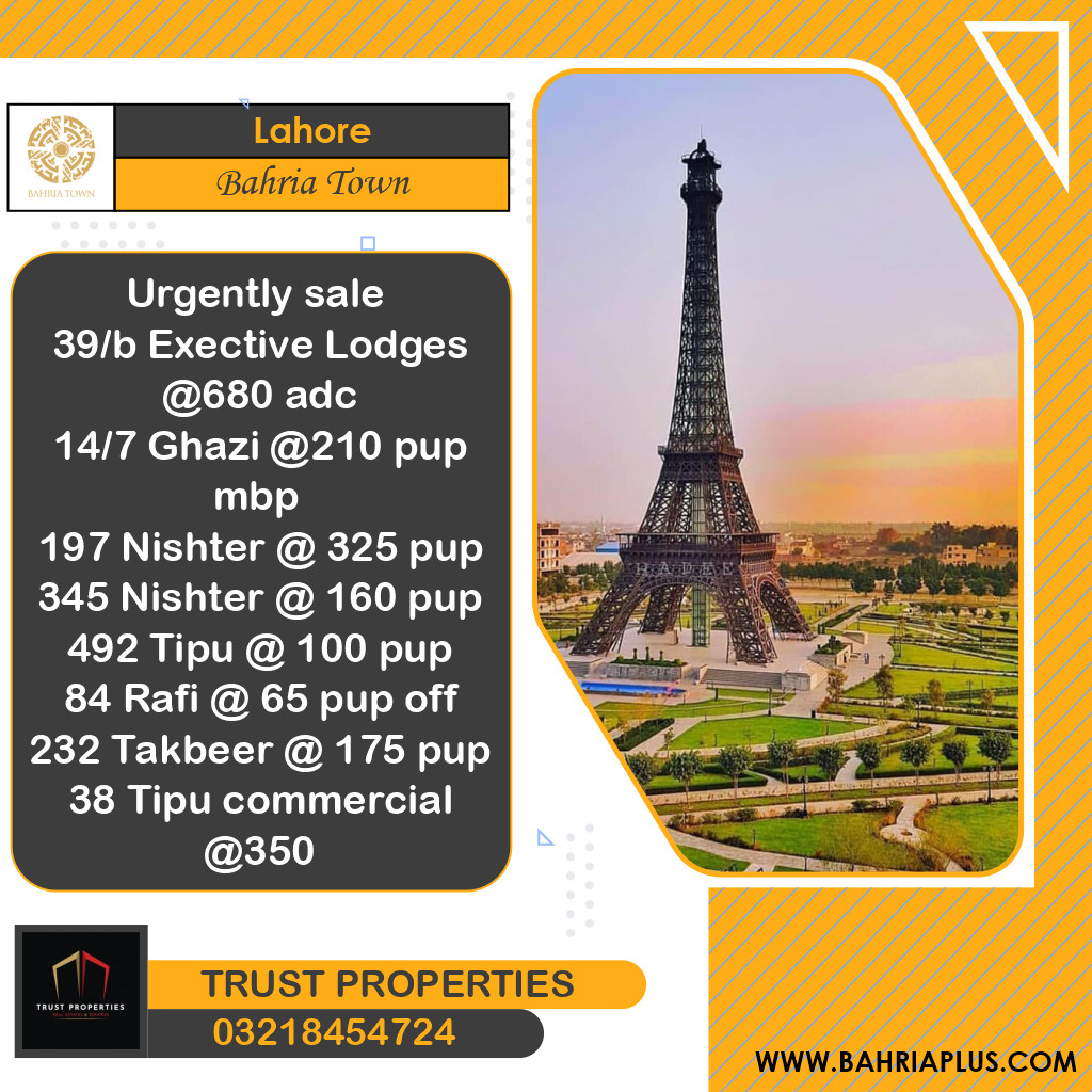 Residential Plot for Sale in Bahria Town, Lahore - (BP-371903)