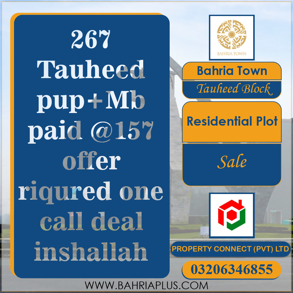 10 Marla Residential Plot for Sale in Sector F - Tauheed Block -  Bahria Town, Lahore - (BP-372030)