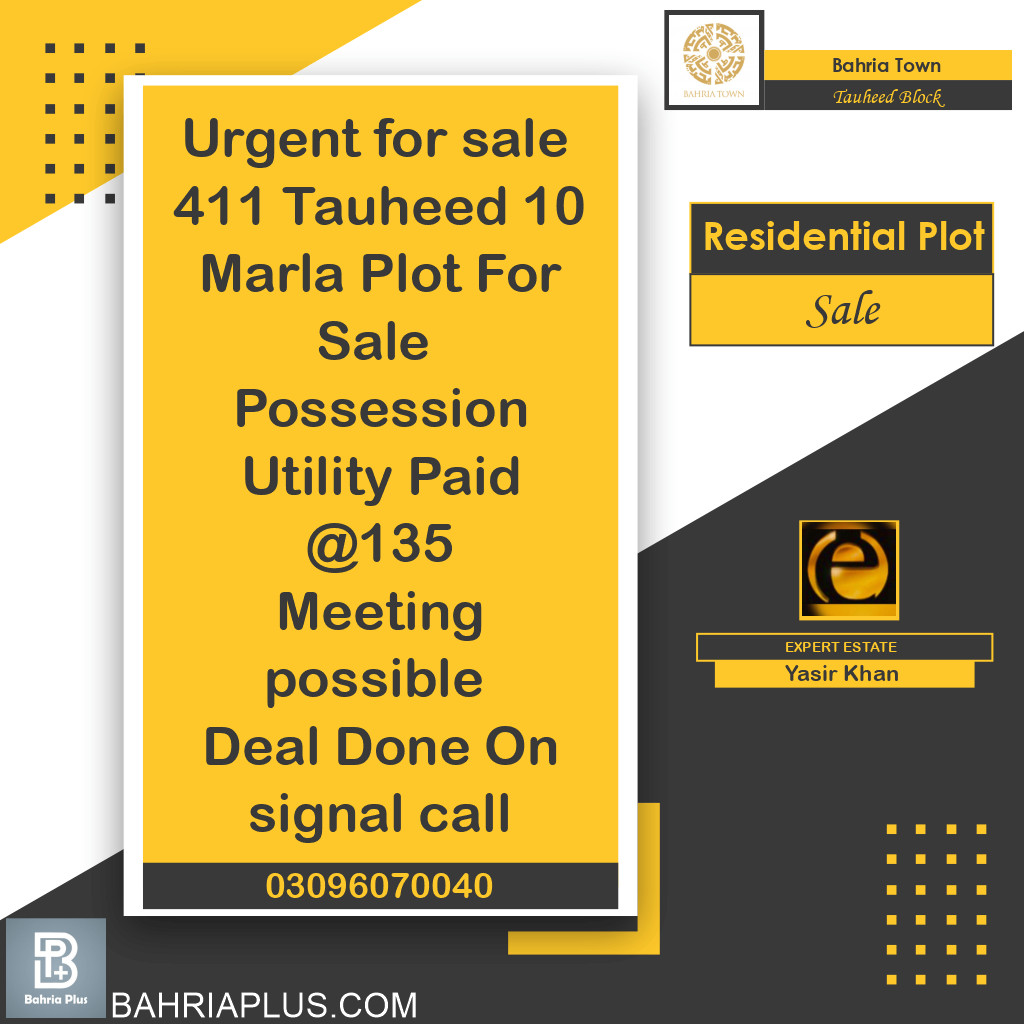 10 Marla Residential Plot for Sale in Sector F - Tauheed Block -  Bahria Town, Lahore - (BP-372172)