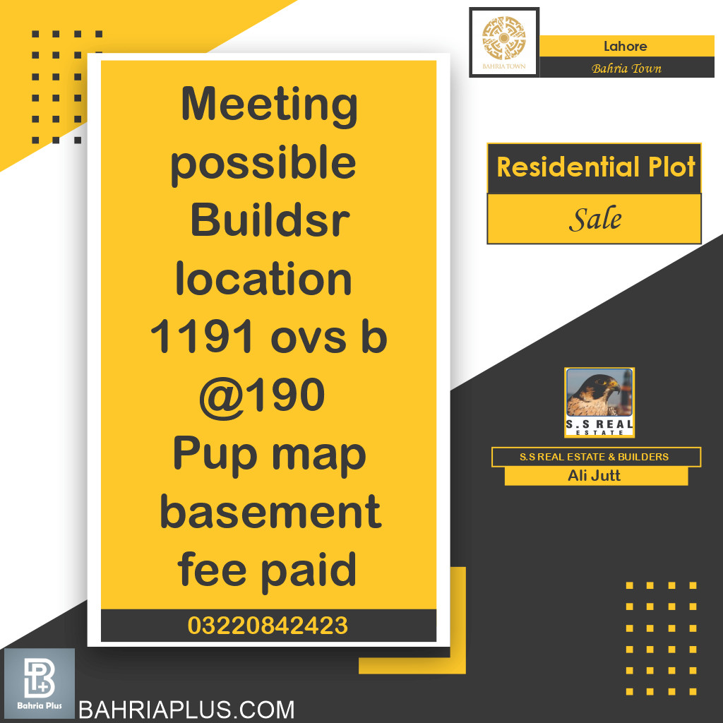 Residential Plot for Sale in Bahria Town, Lahore - (BP-372187)