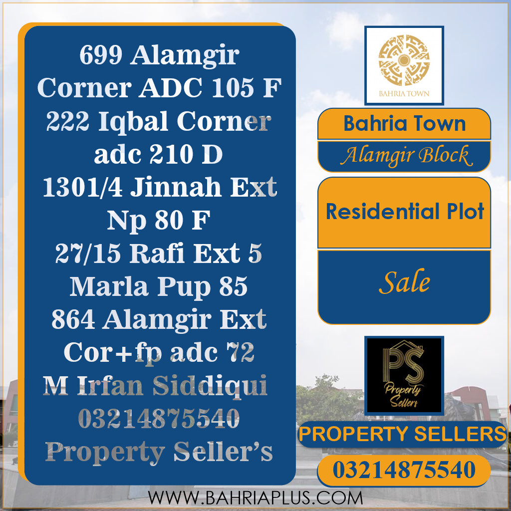 10 Marla Residential Plot for Sale in Sector F - Alamgir Block -  Bahria Town, Lahore - (BP-372198)
