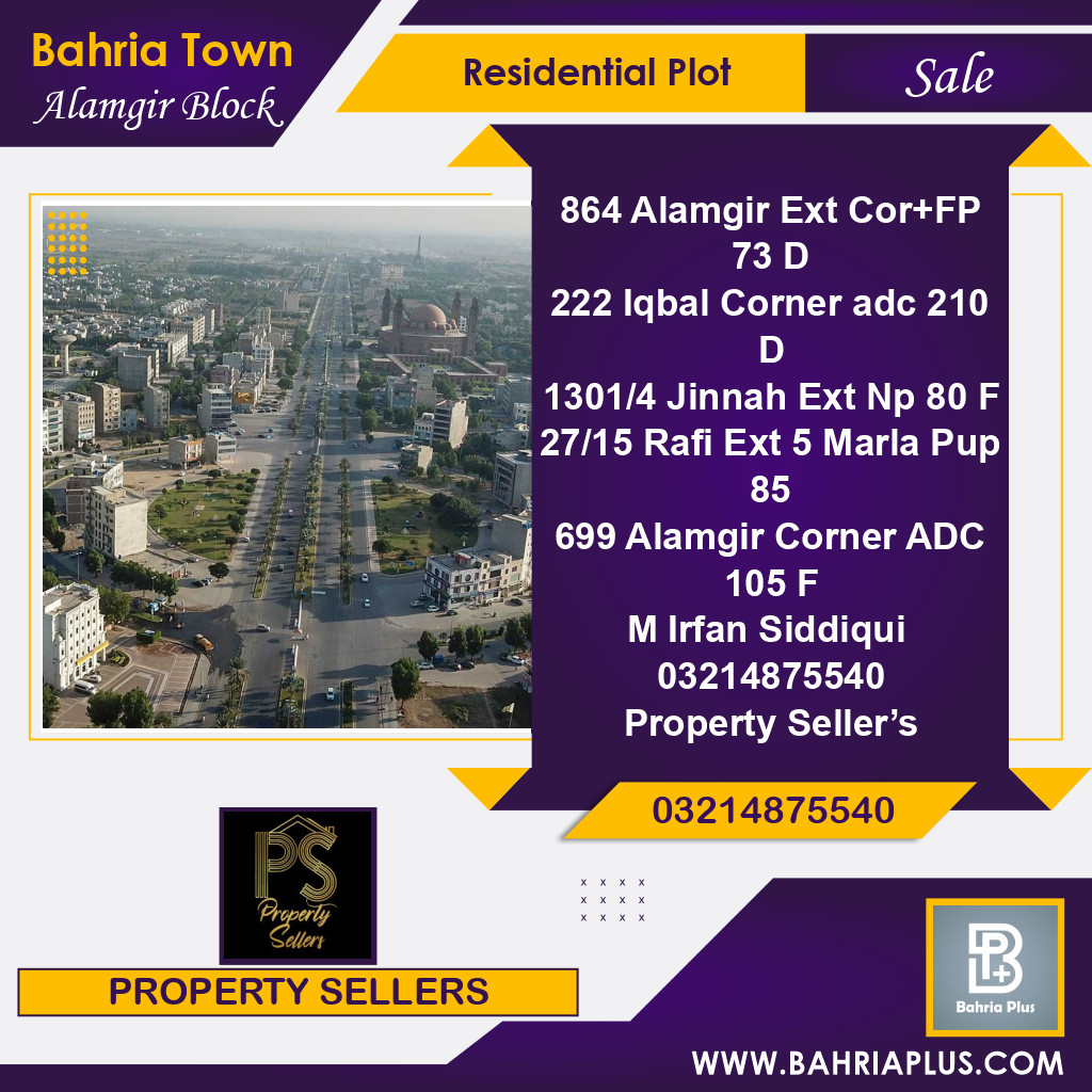 5 Marla Residential Plot for Sale in Sector F - Alamgir Block -  Bahria Town, Lahore - (BP-372199)