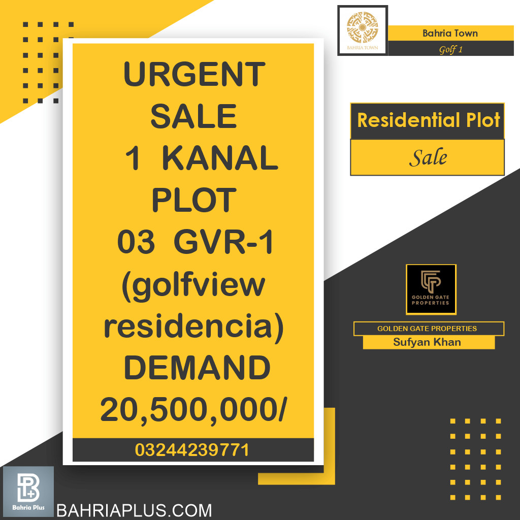 1 Kanal Residential Plot for Sale in Golf Phase 1 -  Bahria Town, Lahore - (BP-372389)