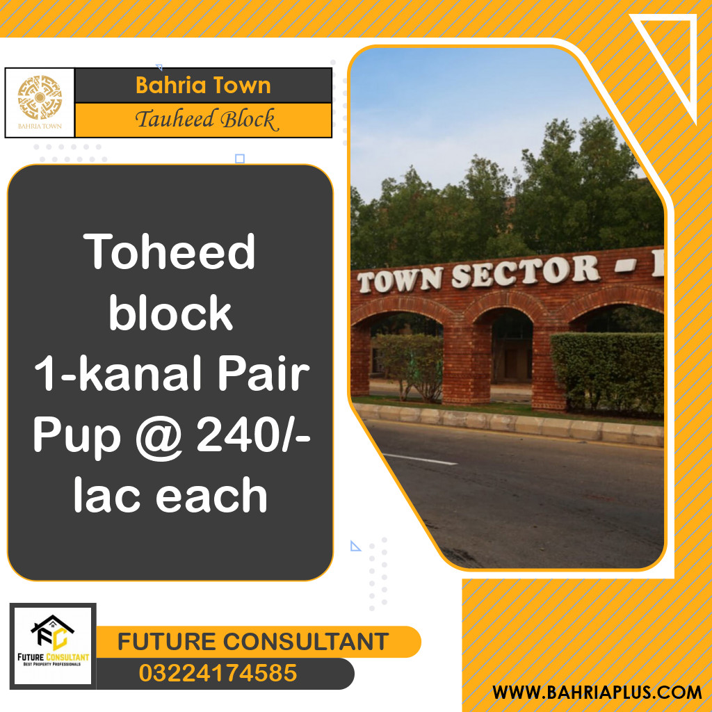 1 Kanal Residential Plot for Sale in Sector F - Tauheed Block -  Bahria Town, Lahore - (BP-372487)