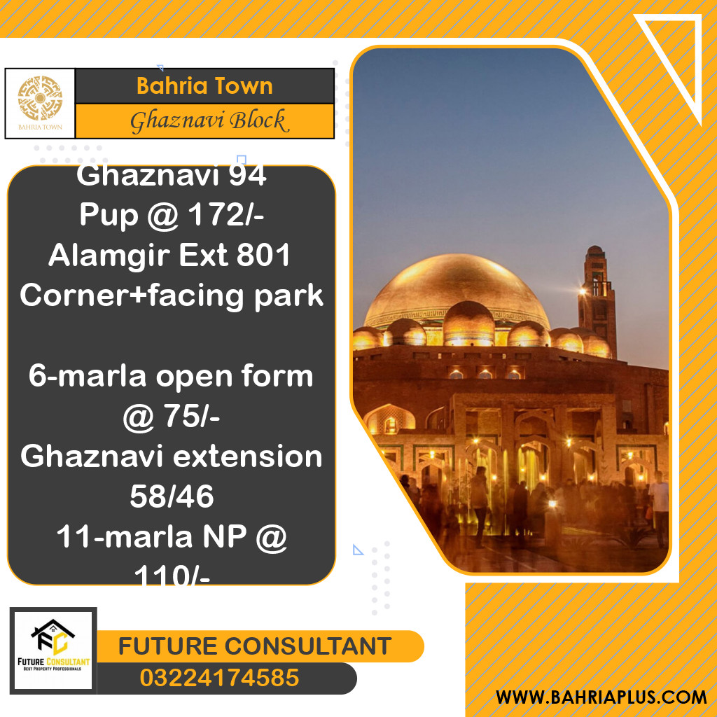 10 Marla Residential Plot for Sale in Sector F - Ghaznavi Block -  Bahria Town, Lahore - (BP-372489)