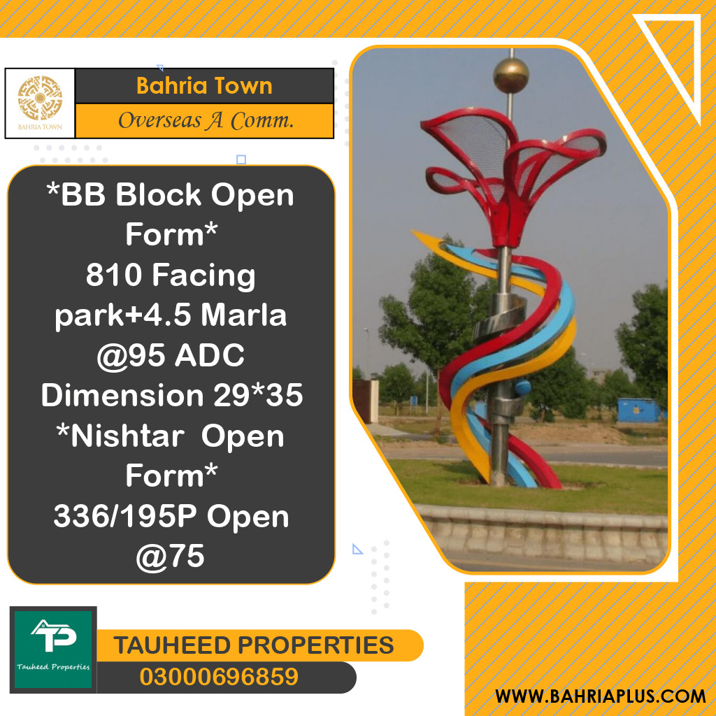 5 Marla Residential Plot for Sale in Overseas A / Awais Qarni Commercial -  Bahria Town, Lahore - (BP-372520)