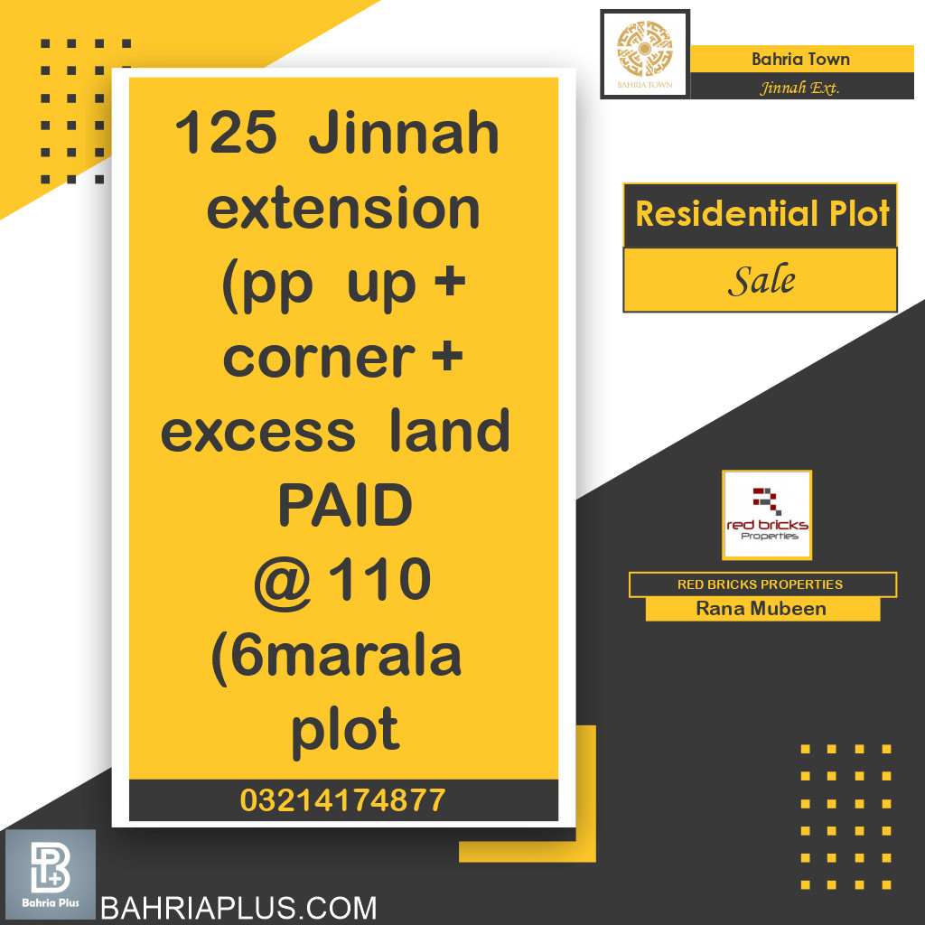 Residential Plot for Sale in Sector E - Jinnah Ext. Block -  Bahria Town, Lahore - (BP-372539)