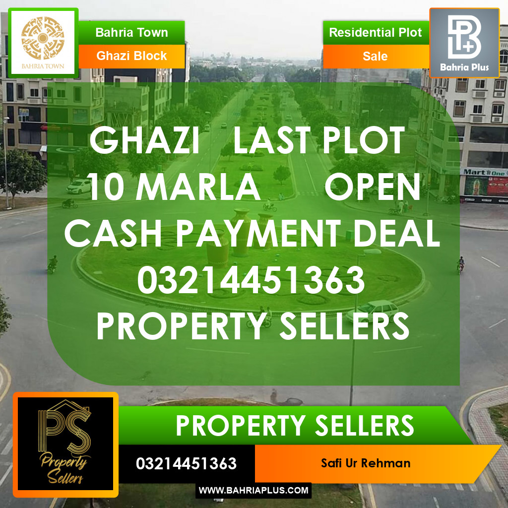 10 Marla Residential Plot for Sale in Sector F - Ghazi Block -  Bahria Town, Lahore - (BP-372571)