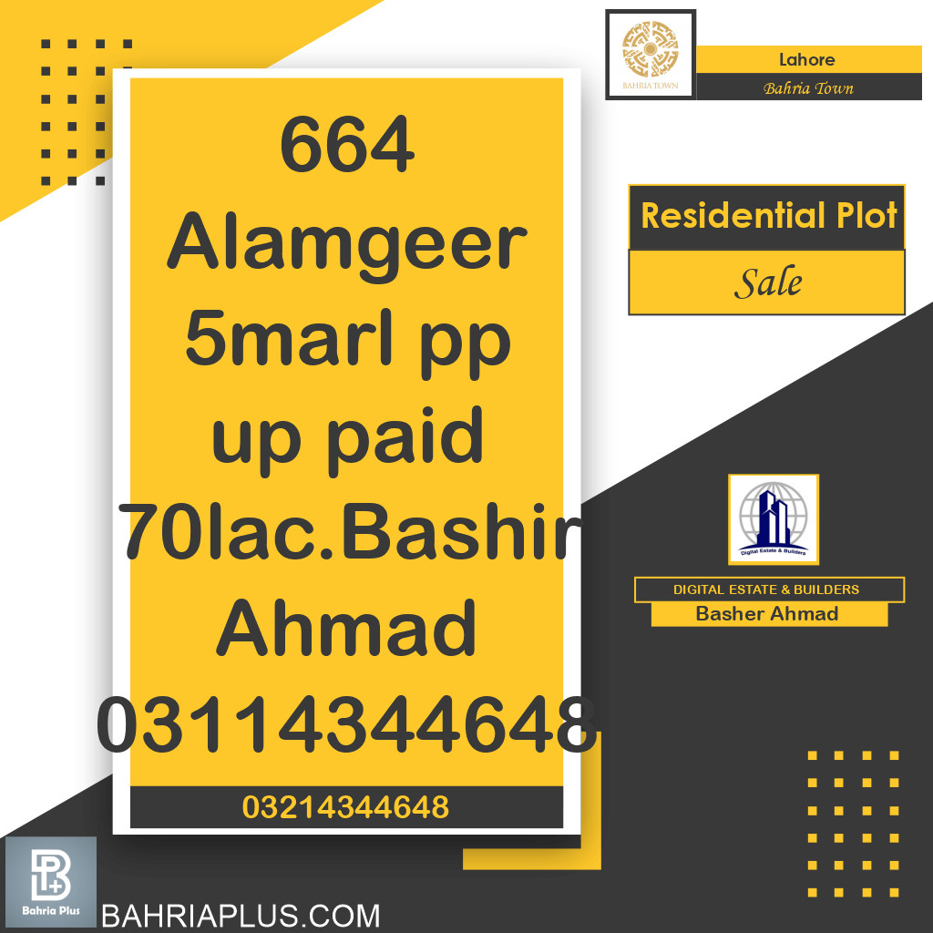 5 Marla Residential Plot for Sale in Bahria Town, Lahore - (BP-372582)
